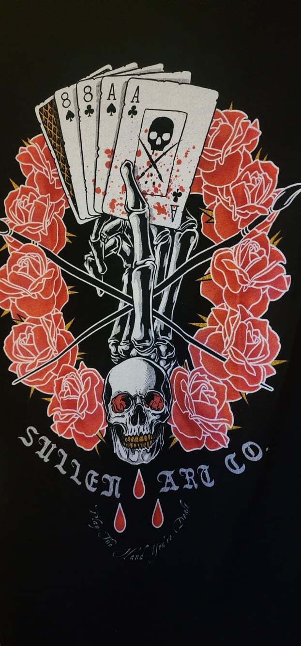 Sullen Death Dealer Roses Skulls Cross Paintbrush Tattoo Tee Small NWT D30 New